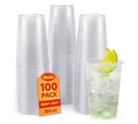 Shefa Clear Plastic Cups - 100-1000- 3000 Plastic Party Cups for Beer, Water, & Juice, Plastic Cups for Dessert & Cold Drinks - Slush Cups & Milkshake and Cocktail Cups - 180ml, 100 Plastic Glasses