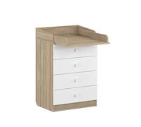 Shefa Kids 600 Elm White 4-Drawer Baby Changing Table with Drawers - Ergonomic Baby Changing Unit & Diaper Changing Station, Convertible Changing Table Unit, Nursery Furniture
