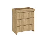 Shefa Kids Cremona Oak 3-Drawer Baby Changing Table with Drawers - Ergonomic Baby Changing Unit & Diaper Changing Station, Convertible Changing Table Unit