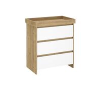 Shefa Kids Cremona Oak-White 3-Drawer Baby Changing Table with Drawers - Ergonomic Baby Changing Unit & Diaper Changing Station, Convertible Changing Table Unit