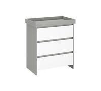 Shefa Kids 880 Baby Changing Unit - Grey-White 3-Drawer Dresser (W80 x D50 x H92 cm) for Nursery, Nappy Changing & Storage