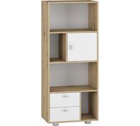 Shefa Line Bookcase Kurt White - Artizan Oak (2 Boxes)