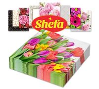 Shefa Paper Napkins - 3-Ply Disposable Napkins - Premium-Quality & Heavy-Duty Serviettes, 6.5" for Catering Wedding Birthday Parties (Colourful Flowers, 80 Piece)
