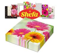 Shefa Paper Napkins - 3-Ply Disposable Napkins - Premium-Quality & Heavy-Duty Serviettes, 6.5" for Catering Wedding Birthday Parties (3 Flowers, 80 Pieces)