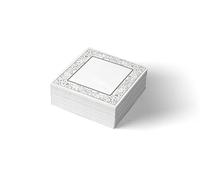 Shefa Paper Napkins - 3-Ply Disposable Napkins - Premium-Quality & Heavy-Duty Serviettes, 6.5" for Catering Wedding Birthday Parties - Pack of 2, 4 & 12 (Silver Frame, 80 Pcs)