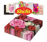 Shefa Paper Napkins - 3-Ply Disposable Napkins - Premium-Quality & Heavy-Duty Serviettes, 6.5" for Catering Wedding Birthday Parties (Dark Roses, 80 Pieces)