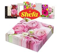 Shefa Paper Napkins - 3-Ply Disposable Napkins - Premium-Quality & Heavy-Duty Serviettes, 6.5" for Catering Wedding Birthday Parties (Pink Roses, 80 Pieces)