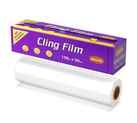 Shefa Plastic Wrap for Food - 1PC 150m x 30cm Plastic Cling Wrap for Prepared Food & Leftovers, Freezer & Microwave Safe Cling Film - Includes Large Clear Food Wrap & Cling Wrap Dispenser with Cutter