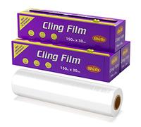 Shefa Plastic Wrap for Food - 3PCS 150m x 30cm Plastic Cling Wrap for Prepared Food & Leftovers, Freezer & Microwave Safe Cling Film - Includes Large Clear Food Wrap & Cling Wrap Dispenser with Cutter