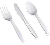 Shefa Premium Cutlery Set, 300-Piece, White, Heavy Duty, Microwave Safe, 100 Spoons, 100 Forks, 100 Knives, Ideal for Parties and Catering