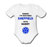 SHEFFIELD BLUE Shhhh! I'm watching with Daddy Mummy Grandad Unique Football Babygrow Cute Personalised Funny Baby Vest Grow Boys Girls Unisex Gift Babygrow BodysuitWED WEDNESDAY SHEFF