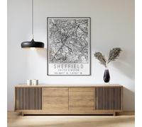 Sheffield England City Street Map Print Sheffield Wall Art Home decor Poster Poster A5 - Wall Art Home Decor Movie Poster Canvas Film Cinema Retro Vintage Cult Classic Nostargic Saga Modern reprint w