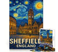 Sheffield England Starry Night Style Jigsaw for Teenagers 1000 Pieces Logic Play Indoor Fun Accurate Edge Art Collection Piece 50x75cm
