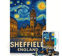 Sheffield England Starry Night Style Jigsaw Puzzle for Adults 1000 Pieces Mind Exercise Toy Together Fun Precision Cut Unique Gift 38x52cm