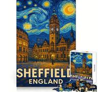 Sheffield England Starry Night Style Jigsaw Puzzles 1000 Pieces for Teenagers Memory Upgrade Relaxing Fun Sharp Cut Art Collection Piece 38x26cm