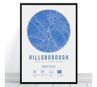 Sheffield Hillsborough Stadium Map | Framed & Print Only Available | Wednesday Minimalist Gift FC Football Fan Poster Art Artwork Gift For Him Memorabilia | Father's Day Christmas Birthday