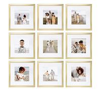 Sheffield Home 9 Piece Gallery Wall Frame Set, 12x12 in. Matted to 8x8 in. (Gold)