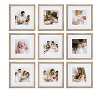 Sheffield Home 9 Piece Gallery Wall Frame Set, 12x12 in. Matted to 8x8 in. (Light Natural)
