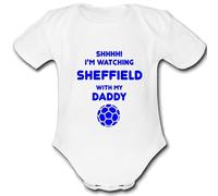 SHEFFIELD present from DADDY for a gift Football Unique Baby Vest Grow Babygrow Cute PERSONALISED Custom Boys Girls Unisex WEDNESDAY