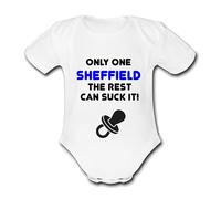 SHEFFIELD Suck It Football Personalised Unique Baby Vest Baby Grow Babygrow Cute Novelty Boys Girls Unisex Funny Wed Wednesday