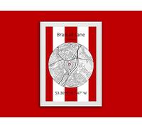 Sheffield United Stadium Map Print - | A4 | Football | Picture | Poster | Gift | (A4 White Frame)