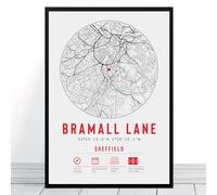 Sheffield Utd Bramall Lane Stadium Map | Framed & Print Only Available | Minimalist Gift, Football Fan Poster Art Artwork Gift For Him Memorabilia United | Father's Day Christmas Birthday