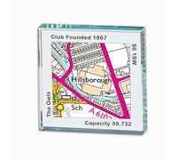 Sheffield Wed Football Ground Glass Token, Hillsborough Stadium Map Glass Tile, Football Stadium Map Token, Sheffield Wednesday Football Gift, Sheff Wed Football Ground Crystal Tile