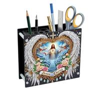 SHEGZHUC 13 x 11.8 cm Diamond Painting Pen Holder Desk Jesus Christ Organiser Diamond Painting Pens Organiser Pen Holder Brush Holder Special Stones Gifts for Office School Household