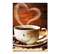 SHEGZHUC 30 x 40 cm Diamond Painting Coffee Smile Heart Love Kitchen Motif 5D Diamond Painting Art Embroidery Cross Stitch Pictures Gift Wall