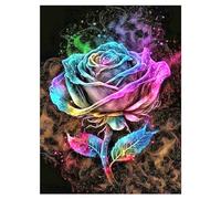 SHEGZHUC 30 x 40 cm Diamond Painting Colourful Rose Diamond Painting Rainbow Flower Diamond Painting Colourful Flowers Colourful Bouquet Diamond Painting Embroidery Cross Stitch Pictures Gift Wall