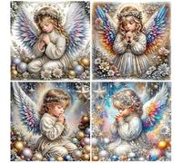 SHEGZHUC 4 Pack Diamond Painting Angel 30 x 30 cm, Guardian Angel, Fairies and Elves, Adults, Non-Foldable