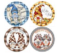 SHEGZHUC 4 Pack Diamond Painting Gnome Coffee 30 x 30 cm Diamond Painting Kitchen Coffee Drink Gnomes Gnomes Kitchen Motif Diamond Painting Art Embroidery Cross Stitch Pictures Gift Wall Decoration