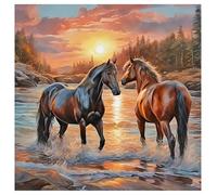 SHEGZHUC 40 x 40 cm Square Stones Diamond Painting Horses by Numbers, Realistic Horses Diamond Painting Animals Art Embroidery Cross Stitch Pictures Mosaic Gift Wall Decoration, Adults