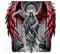 SHEGZHUC 40 x 40 cm Square Stones Diamond Painting Skull with Wings Red Diamond Painting Skull Skeleton Grim Reaper Mosaic Diamond Painting Art Embroidery Cross Stitch Pictures Gift Wall Decor