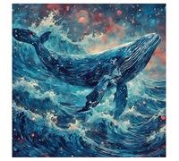 SHEGZHUC 40 x 40 cm Square Stones Diamond Painting Whale Diamond Painting Canvas Sea Diamond Painting Animals Jumping Whale Mosaic Diamond Painting Art Embroidery Cross Stitch Pictures Gift Wall Decor