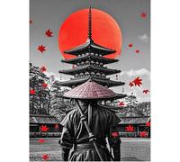 SHEGZHUC 40 x 50 cm Diamond Painting Adult Japanese Samurai Picture, Diamond Painting Pictures Ninja Japan, Mosaic Embroidery Cross Stitch Art Gift, Wall Decoration for Bedroom, Living Room