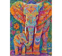 SHEGZHUC 40 x 50 cm Diamond Painting Elephant Large Painting by Numbers Elephant Colourful Diamond Painting Africa Animals Mosaic Diamond Painting Art Embroidery Cross Stitch Pictures Gift Wall