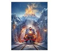 SHEGZHUC 40 x 50 cm Diamond Painting Train Diamond Painting Mountains Landscape Volcano Diamond Painting Landscape Large Snow Diamond Painting Art Embroidery Cross Stitch Pictures Gift Wall Decoration