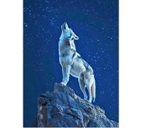 SHEGZHUC 40 x 50 cm Diamond Painting Wolf Diamond Painting Pictures Wolf Diamond Painting Animals Blue Howling Wolf Mosaic Diamond Painting Art Embroidery Cross Stitch Pictures Gift Wall Decoration