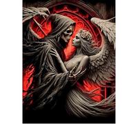 SHEGZHUC 40 x 50 cm Square Stones Diamond Painting Angel and Devil Diamond Painting Skull Woman Diamond Painting Demon and Angel Mosaic Diamond Painting Embroidery Cross Stitch Pictures Gift Wall