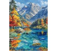 SHEGZHUC 40 x 50 cm Square Stones Diamond Painting Landscape Autumn Diamond Painting Mountains and Lakes Maple Mosaic Diamond Painting Art Embroidery Cross Stitch Pictures Gift Wall Decoration