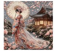 SHEGZHUC 40x40cm Diamond Painting Japanese Woman Geisha Cherry Blossom Mosaic Art Embroidery Cross Stitch Gift Wall Decoration