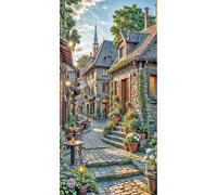 SHEGZHUC 45 x 85 cm Diamond Painting House European Style Diamond Painting Rural House Alley Restaurant Flowers Mosaic Diamond Painting Art Embroidery Cross Stitch Pictures Gift Wall Decoration
