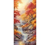 SHEGZHUC 45 x 85 cm Diamond Painting Landscape Autumn Diamond Painting Waterfall Maple Sunset Mosaic Diamond Painting Art Embroidery Cross Stitch Pictures Gift Wall Decoration
