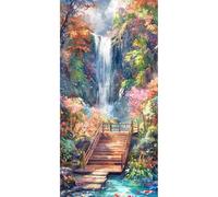SHEGZHUC 45 x 85 cm Diamond Painting Waterfall Diamond Painting Waterfall Diamond Painting Landscape Flowers Bridge Mosaic Diamond Painting Art Embroidery Cross Stitch Pictures Gift Wall Decoration