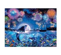 SHEGZHUC 50 x 40 cm Diamond Painting Dolphins Underwater World Landscape Diamond Painting Square Stones Dolphin Ship Sea Diamond Painting Art Embroidery Cross Stitch Pictures Gift Wall Decoration