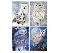 SHEGZHUC 5D Diamond Painting Owls 4 Pack 30x40 cm Diamond Art Snowy Owl Crystal Art Kits for Adults Owls Painting by Numbers Moon Diamond Painting Butterfly Winter Animals Diamond Art Animals Adult