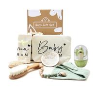 SHEGZHUC 8-in-1 Baby Gift Set Baby First Equipment Newborn Baby Nail Care Set Baby Hair Brush Comb Canvas Bag Baby Bib Dummy Clip Baby Milestone Cards Baby Care Set Newborn