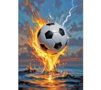 SHEGZHUC Diamond Painting Adult Football Sports, 30 x 40 cm, Diamond Painting Pictures, Football, Water and Fire, Mosaic Embroidery, Cross Stitch Art Gift, Wall Decoration for Bedroom, Living Room