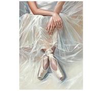 SHEGZHUC Diamond Painting Ballerina White 30 x 40 cm Diamond Painting Ballet Painting by Numbers Ballerina Woman Ballet Shoes Mosaic Diamond Painting Art Embroidery Cross Stitch Pictures Gift Wall